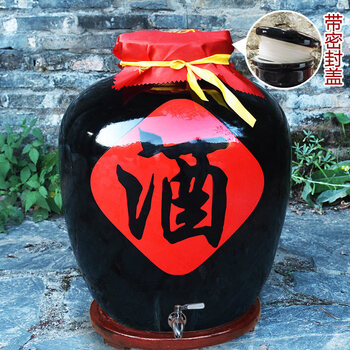 Tuojin japan imported quality jingdezhen ceramic wine jar white wine jar 10 catties sealed 50 catties wine storage tank 20 catties household 100 catties black gold paste wine + 304 faucet + base