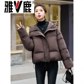 Yalu short down jacket for women 2026 winter new high-definition youthful hooded loose short down jacket for women coffee color jiujiang down jacket for women new high-end western style small down jacket s jiujiang down jacket for women new high-end western style small down jacket