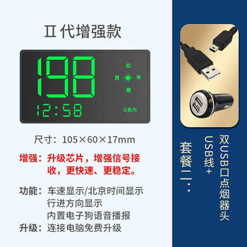 2023 new electronic dog speed radar safety warning instrument gps beidou hud head-up display car general ymc large screen model 1st generation package 2 dual usb car charger + gift