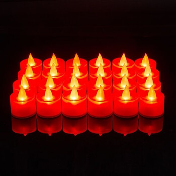 Fantasy simulation electronic candle lamp indoor proposal birthday atmosphere scene layout decorative props electronic candle red 24 pcs