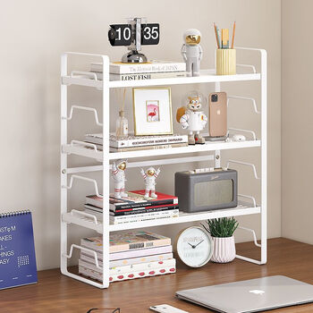 Yong huan layer height adjustable desktop storage rack second layer desk storage rack three layer storage rack desktop simple bookshelf organization rack 60 long black three layers 54 height adjustable layer height