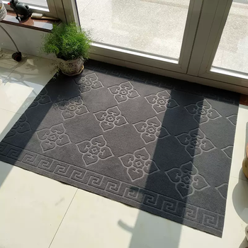 Yusenyi carpet floor mat entry door mat entry non-slip floor mat kitchen water-absorbent living room cuttable pvc door household embossed gray (fixed size) 150x160cm