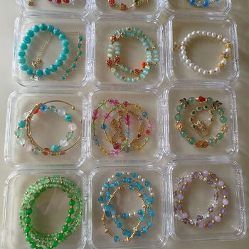 Fantasy bracelet storage box drawer-type jewelry organizing cabinet dust-proof compartment bracelet display box transparent single box 24 pack