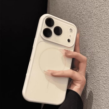 Mifushi ins advanced second-change 17 liquid silicone suitable for iphone17pro magnetic phone case apple 16promax new 13 all-inclusive button 14/15 anti-fall protective cover antique white second-change 17 magnetic liquid silicone-comes with lens film iphone 16 pro