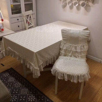 Fantasy high-end white embroidered lace tablecloth coffee table cloth dining table cloth fabric tablecloth dining chair cover can be customized white 180*220 cm