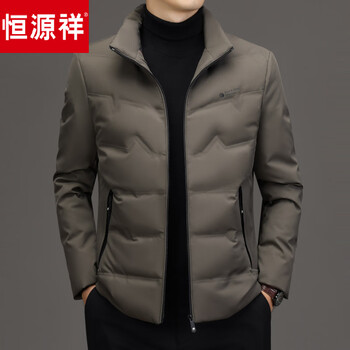 Hengyuanxiang down jacket men's 2026 new winter stand-up collar thickened middle-aged casual short warm jacket dad wear h8813 khaki 4xl