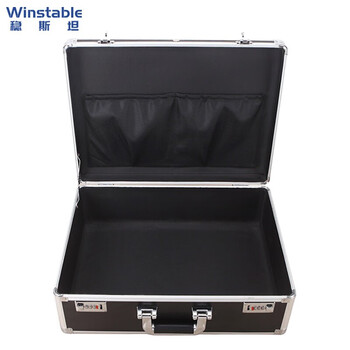 Wenstan w7339 lockable aluminum alloy suitcase, portable double password tool box, document storage box, black empty box (50*37*18)