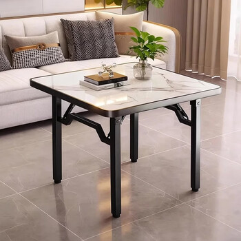 Zhuobo dining table folding table home dining table mahjong table egg table computer table desk bzp7 white texture 80cm square table
