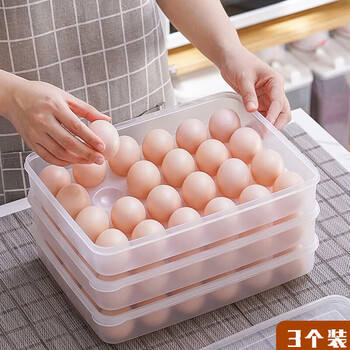 Sungsa japanese large-capacity refrigerator egg box 24-grid fresh-keeping storage box plastic duck egg storage box kitchen egg tray 24-grid egg carton 3 pieces