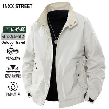 Inxx (inxx) inxx street american stand-collar work jacket for men, spring and autumn new outdoor fashionable versatile casual jacket, cloud frost white m, recommended 90-110 catties