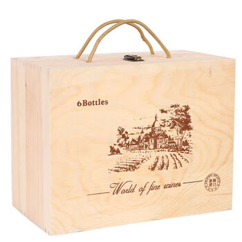 Fantasy red wine wooden box six-pack gift box packaging box-quality wine box six-pack double-layer flip cover