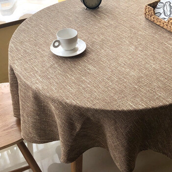 Donoya doroya round table tablecloth dining table coffee table tablecloth light luxury solid color high-end sense large round tablecloth tea room tabletop protection cushion earth-burlap 275cm round tablecloth (recommended for tables within 2.2 meters in diameter)