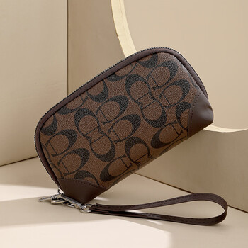 Domestic products carefully selected double-pull printing korean style wallet japanese style cute pu long coin purse cute ins student printing be-9212 coffee color