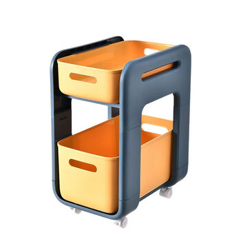 Fantasy toy storage rack floor-standing multi-layer sundries snack storage rack desktop storage box children's storage organizing rack large dark blue wheel