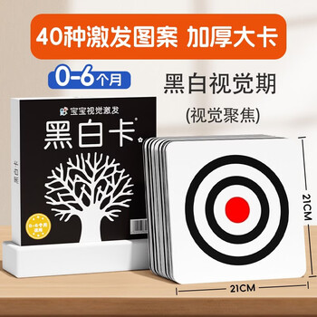 Black and white card 1 classic version (two versions are randomly issued) black and white card newborn 0-3 months baby color card 0-3 years old children's brain development potential stimulation black and white card early education enlightenment pursuit big card baby toys children's early education enlightenment cognitive card