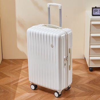 Ye yu suitcase women's good-looking strong and durable trolley case 2025 new password box student ins suitcase men 502-grain white 22 inches short trip size