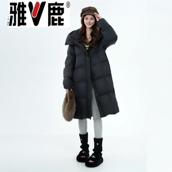 Yalu long down jacket for women 2026 winter new korean style fashion gentle windproof stand collar warm jacket jiujiang jiujiang down jacket for women - black_ high-end western style down jacket for small people s _155_80a recommendation (80-100 pounds)_ high-end