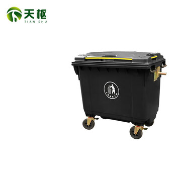 Tianshu 660l trash can thickened extra thick plastic with wheels clamshell classification trailer type room outdoor large large capacity property hotel commercial black (small person mark)