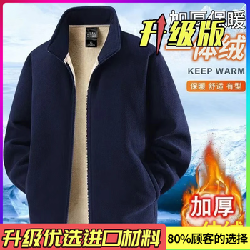High luxury quality, duty-free and free shipping, new light luxury stand-up collar winter simple cardigan plus velvet warm jacket h dark blue flagship upgrade using imported fabric + double stitching process 2xl recommended 140-160 pounds