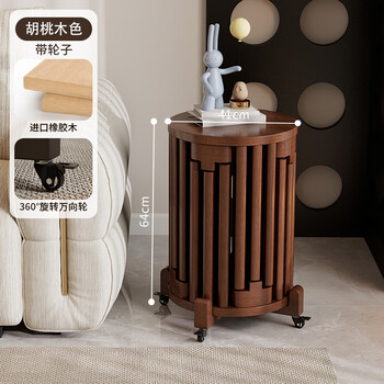 Menile solid wood stool can be stacked six-in-one combination stool for home jenga round stool living room dining table spare stacking dining stool upgraded roller skates + fully installed into the home walnut color - six-in-one stool