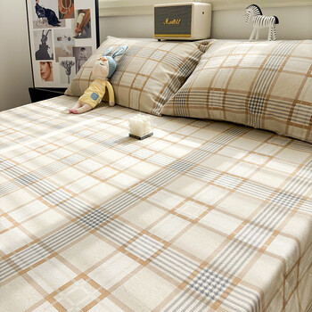 Fantasy high-end thickened old coarse cloth nordic style bed sheet single piece cotton mat pillowcase three-piece dormitory sheet thickened old coarse cloth andrew can be customized with shrinkage left