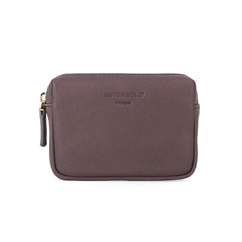 Japanese and korean original cowhide coin purse for women hand-zipped genuine leather three-dimensional coin holder card holder storage bag small money gray