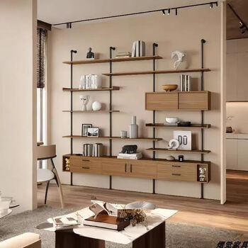 Fantasy bookshelf integrated wall-to-wall floor-to-ceiling office background wall high-end storage rack adjustable storage storage shelf bookcase designer model a length 80 depth 25 height 110cm