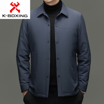 Kbxng jinba light luxury men's goose down jacket lapel casual jacket middle-aged business trend removable down jacket to keep warm gray l 175