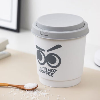 Camellia new year's day creative cartoon mini desktop trash can push-type gray 2l