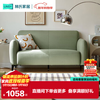 Lin's home italian technology fabric sofa living room small apartment two-seater sofa bs102 lake green double