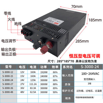 High power constant voltage constant current dc switching power supply with digital display 24v48v1000w1500w/2000w voltage adjustable transformer se-3000w constant voltage and constant current with digital display 0-48v