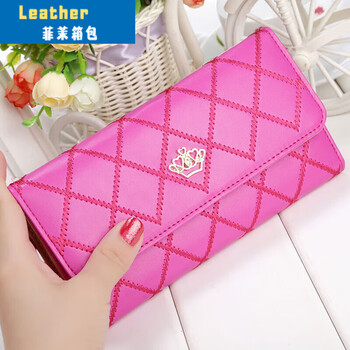 Ye yu wallet women's 2018 new trendy large capacity women's long wallet trendy women's thin fashion diamond metal wallet rose red