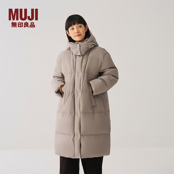 Muji women's waterproof thick down long coat down jacket women's 25 winter bd11qc5a dark brown m (160/84a)