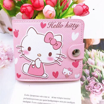 Fuyan new girly heart short wallet cute cartoon pacha dog folding fashion coin purse multifunctional card holder pink cat