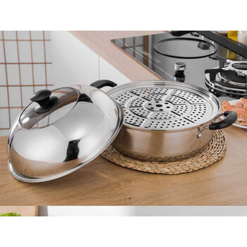 Tuojin stainless steel high lid steamed bun steamer sauna chicken pot steamed fish pot seafood steam pot steamer (sauna pot) for 6-7 people 32cm specifications