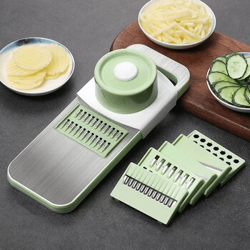 Pupan multifunctional vegetable cutting tool kitchen shredder potato radish grater does not hurt your hands fine grater fresh green 1 pack five kinds of shreds / free hand guard / new quality