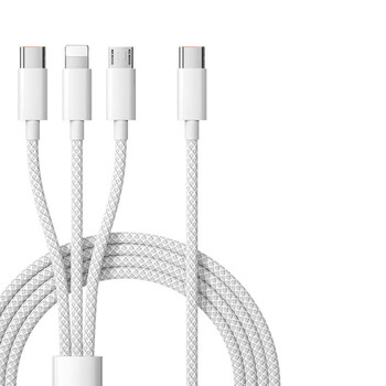 The same bull three-in-one charging cable, car-mounted one-to-three 100w flash charging, suitable for apple 17, huawei honor, xiaomi android typec mobile phone power bank, multi-function data, gray typec port three-in-one data cable, thick braiding, more durable 1.5m