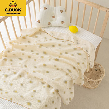 G.duck baby wrap newborn baby wrap 0-12 months swaddling wrap newborn pure cotton gauze bag single delivery room wrap yuzu (double-layer cotton gauze) 110*100cm