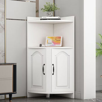 Fantasy german imported quality corner cabinet corner triangular cabinet multi-functional semi-circular corner wine cabinet corner storage rack warm white 45*120 high
