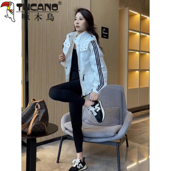 Woodpecker (tucano) autumn and winter european products, versatile and fashionable, loose, velvet and thickened jacket, women's jacket, hooded casual baseball uniform, white m (within 100 pounds)