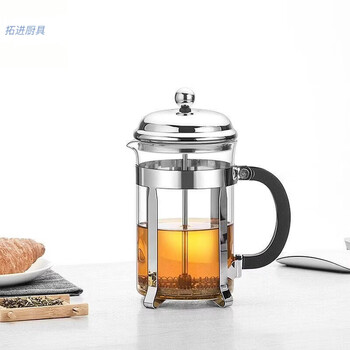 Tuojin japan imported quality heat-resistant glass french press coffee pot stainless steel filter tea maker household french hand brew 600ml single pot