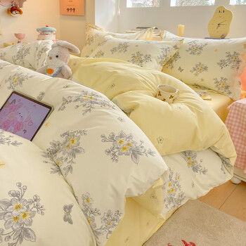 Nanjiren (nanjiren) pure cotton quilt cover 200x230cm single quilt cover 100% cotton quilt cover 4-piece winter quilt cover 220x240cm fragrance overflowing combed cotton skin-friendly naked sleeping 2.0m bed sheet style 4-piece set - quilt cover 220*240cm