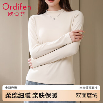 Odifen bottoming shirt for women 10a antibacterial half-high collar inner autumn and winter warm top for women long-sleeved t-shirt slimming high elastic white l