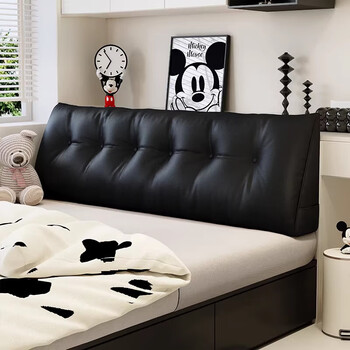 Xuanjia double bedside 1.8 meter soft backrest triangle bag bedside cushion rental house tatami large cushion thick black swan-triangle bag ecological leather disposable leather includes pillow core length 150*height 60*bottom thickness 20cm