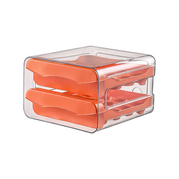 Nayoufeng egg storage box refrigerator storage box pet32 grid household drawer-type food-grade kitchen egg crisper double-layer 32 grid egg storage box orange