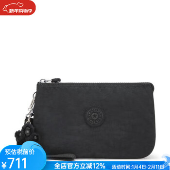 Kipling wrist bag plush orangutan keychain storage bag wallet women's large capacity mom's mobile phone bag ac7318 black noir os