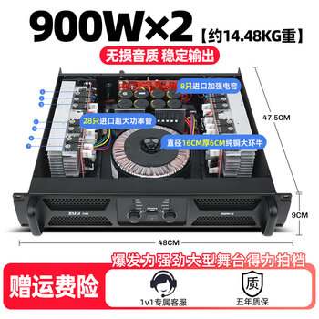 Zuu professional power amplifier new high-power stage performance home ktv audio subwoofer pure power amplifier singing speaker cs9 power amplifier 900w*2 12-inch speaker