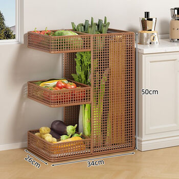 Fantasy thickened kitchen pot rack multi-layer storage rack floor-standing iron household vegetable pot rack multi-functional mobile pot medieval coffee thickened pull-out chassis