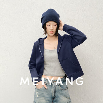 Meiyang's explosive slimming no call series rotating wood no. 3 jacket, plush velvet for warmth-wednesday, navy blue m