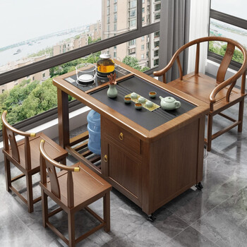 Halodn solid wood balcony small tea table tea cart tea table home small apartment kettle tea all-in-one set new chinese coffee table single table 68*45*66 + electrical appliance set complete package free electrical appliance tea set set